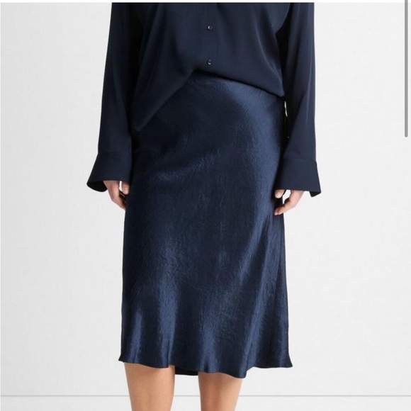 Vince Navy Satin Slip Skirt size small - Picture 2 of 6